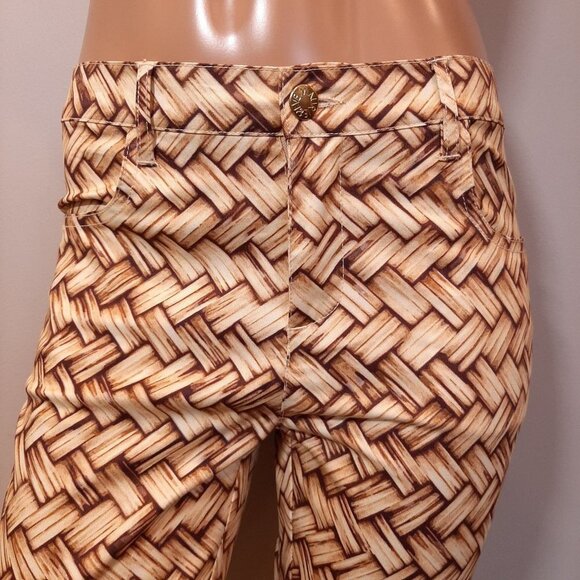 NEW Maurie + Eve Jolie Skinny Pants Jeans Weave Print US Size 4 Tan Cream - Picture 7 of 16